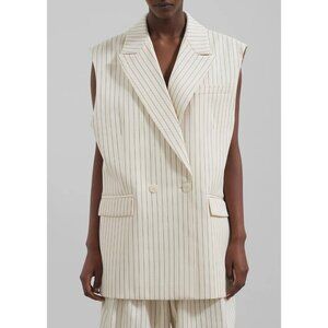 The Frankie Shop Shane Twill Double Breasted Pinstripe Oversized Vest Women's XS